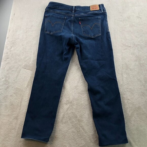 Levi's Womens Jeans Size 14S Mid Rise Skinny Leg Blue Dark Denim Casual Ankle - Picture 16 of 16